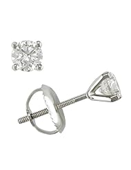 14k White Gold Diamond Stud Earrings (0.035 Cttw, G-H Color, I1-I2 Clarity)