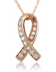 10k Rose Gold Ribbon Diamond Pendant Necklace (GH, I1-I2, 0.20 carat)