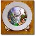 A little kitten peers out from behind pretty flowers and leaves - 8 Inch Porcelain Plate