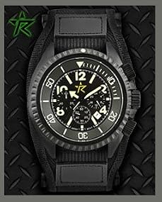 Rogue Warrior Avenger Black Velcro Band 200M Chronograph Watch