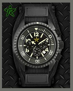 Rogue Warrior Avenger Black Velcro Band 200M Chronograph Watch
