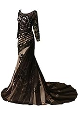 Long Sleeves Jeweled Applique Lace Tulle Evening Dress 