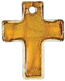 Jewelry Basics Glass Accents 2/Pkg-Amber/Silver Cross