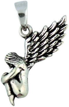 Mythical Creature Winged Fairy Pendant 1 1/4 Inch Sterling Silver Medal