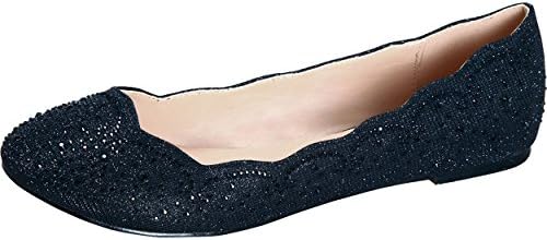 de Blossom Footwear Women's Baba-54 Sparkly Crystal Ballet Flats (8.5 B(M) US, Black Sparkle)