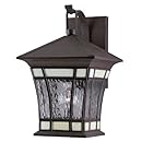 Westinghouse Lighting 6486500 One-Light Exterior Wall Lantern, Textured Rust Patina on Solid Brass and Steel with Water Glass and Tiffany Accents