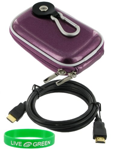 rooCASE Hard Shell (Candy Lilac) Case and Mini-HDMI to HDMI Cable 1 Meter (3 Feet) for Canon PowerShot SD3500IS 14.1 MP Digital Camera Black