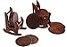 5 Inches Wood Drink Coasters Set with 6 Round Table Coasters and Brown Rocking Chair Coaster Holder