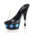 6 Inch Sexy Dancing Shoe Nightclub Bar High Heel Platform Shoes Slide With 'O' Lights Blue CLEARANCE