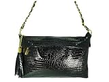 Vecceli Italy Crocodile Skin Embossed Black Sling Handbag Designed by Ronella Lucci SL-108CROCBLK