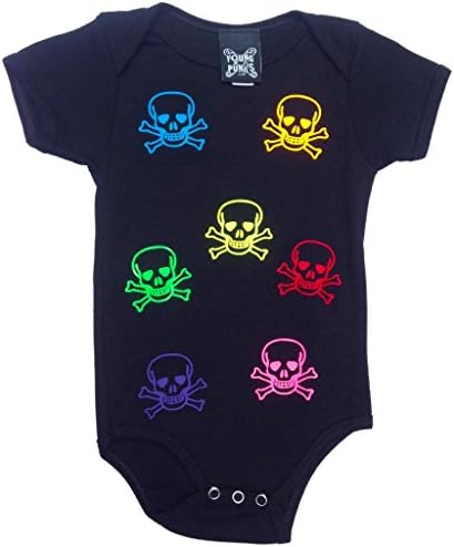 YoungPunks Baby Pirate Skull and Cross Bones Onesie 12-18 Months Black