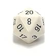 Chessex Opaque 34mm d20 Dice, White with black numbers