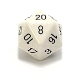Chessex Opaque 34mm d20 Dice, White with black numbers