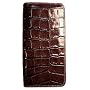 Jack Georges Croco Collection Leather Zippered Clutch Brown