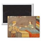 A Cloth Merchant Measuring Cloth (fresco) .. - 3x2 inch Fridge Magnet - large magnetic button - Magnet