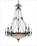 15 Light Chandelier - Antique Copper Finish : Cream Excavated Glass : Monaco Beige Fabric Shades
