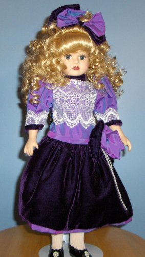 Childrens Toyshop  Toys : Victorian Rose Collection Genuine Porcelain Doll with Purple Dress