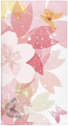 Beautiful Cherry Blossom Tree, Sakura Flower Pattern Sale Custom Bath Towels Large Soft and Comfortable Travel Beach Bathroom Shower Washcloth Wrap for Men/Women 80% Polyester 20% Cotton, (30" x 56")