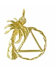 AA Alcoholics Anonymous Gold Twist Wire Palm Tree Pend