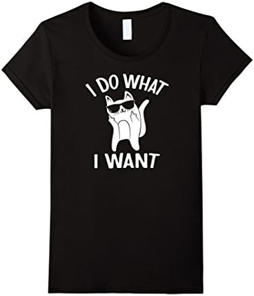 Women's I Do What I Want Cat Flip Off Tshirt Middle Finger Shirt XL Black
