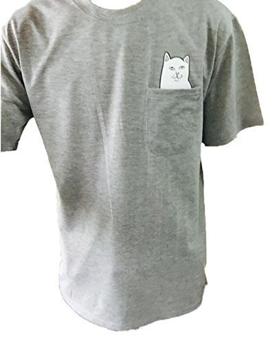 Women T Shirt Middle Finger Cat Pocket Shirts Harajuku Crop Top Tee