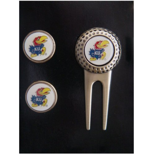 Kansas Jayhawks Divot Tool Golf Ball 2 Marker Set Ncaa
