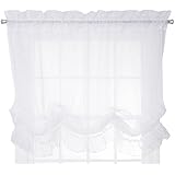 Ellis Curtain Jessica Sheer Ruffled Balloon Shade, 60 by 63-Inch, White