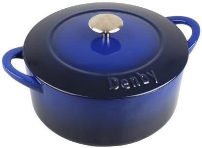 Denby CII-589 Cast Iron Round Covered Casserole, 4-Liter, Blue by Denby USA Limited