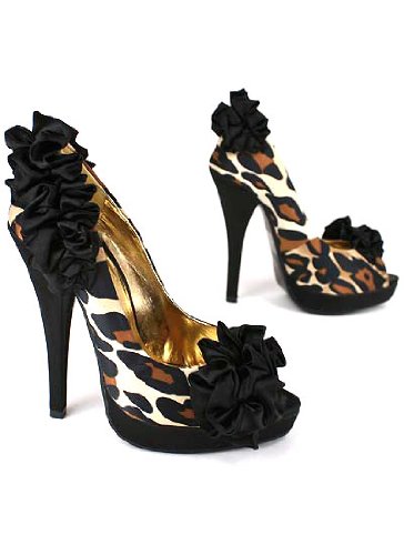Ruffled Leopard Platform Pump 8 LEO