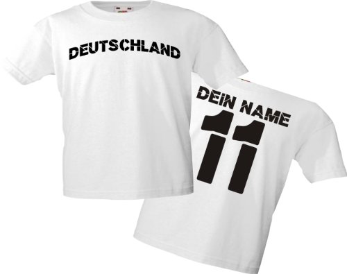 Kinder-Shirt EM WM Trikot DEUTSCHLAND mit Ihren Wunschname und Ihrer Wunschnummer bedruckt Größe 104-176