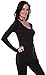 Active USA Womens Plain Basic Cotton Blend Deep V Neck T Shirt with Long Sleeves Black 1x