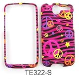 HTC Desire Transparent Design, Colorful Peace Signs on Pink Zebra Hard Case ....