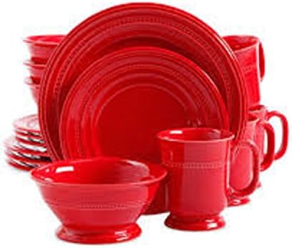 Signature Living 16 Piece Adele Red Thin Glaze Ceramic Plate ware Set - Service for 4