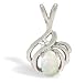 14K White Gold Genuine Oval Opal and Diamond Pendant