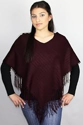 Handmade Poncho - Rich Sonoma Wine (100% Hand-crocheted Border/small to Medium Size)