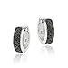 Sterling Silver Black Diamond Accent Huggies Hoop title=