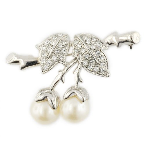 Childrens Toyshop  Jewelry : Faux Pearls Hanging From Tree Flower Pin Brooch