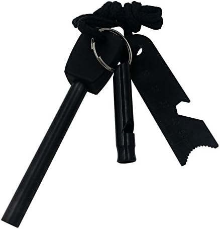 TOMO Survival Series Magnesium Emergency Fire Starter Stick with Lifesaving Whistle for Outdoor Camping Climbing Hunting Sports Equipment Emergency Survival, Black, Gift Box Packaged for Gifts