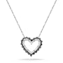10k White Gold Black and White Diamond Heart Pendant (1/4 cttw I-J Color, I2-I3 Clarity), 18"