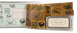 Rubber Stamp Set In Tin: Birds & Nests