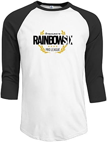 Men's 3/4 Rainbow Six 6 Sleeve Raglan T-Shirt Black Medium