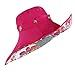 WindFeel Women Large Wide Brim Beach Hat with Sun Visor Shade Multicolor Flowers, Hot Pink