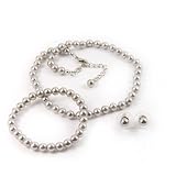 Silver 6mm Glass Pearl Necklace, Bracelet and Earring Set by Margot Townsend