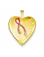 Genuine .925 1/20 Gold Filled 20mm Enameled Awareness Heart Locket 18 3.5 Grams. 100% Satisfaction Guaranteed.