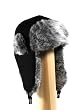 Extra Thick Super Soft Wool Trooper Trapper Pilot aviator Hat with Soft Faux Fur for Women and Mens one size fits up to large head in Black and Grey