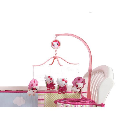 Bedtime Originals Hello Kitty and Puppy Musical Mobile - Pink