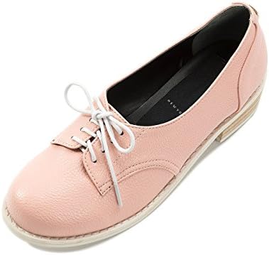 LeBunny Bleu Women's Pastel Wood Heeled Oxfords, Pink Leatherette, 8