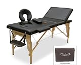 OneTouch Portable Massage Table Deluxe II Series with Tilt Back and Free Accessories - Black 5Y