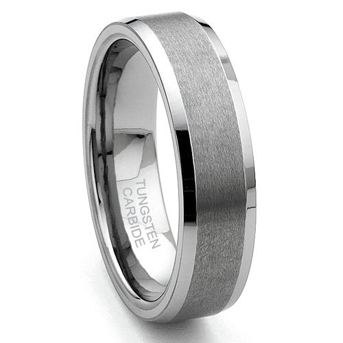Tungsten Carbide Satin Men's Wedding Ring Size 5-15.5