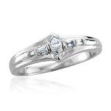 Search : 10k White Gold Marquise and Baguette Diamond Bridal Ring Band, Size 7 (HI, I, 0.12 carat)